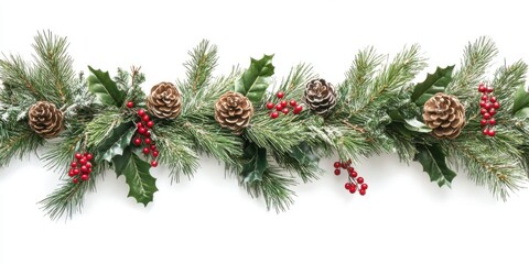 Holiday garland with pinecones and berries
