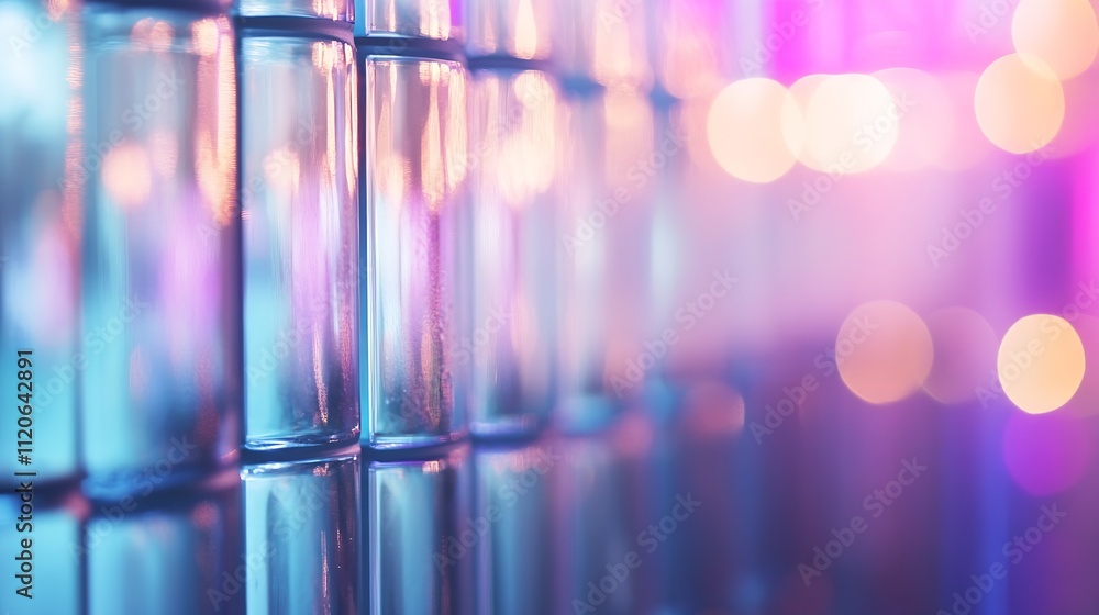 Poster Abstract Gradient Background with Glass Blocks and Soft Bokeh in Pastel Colors : Generative AI