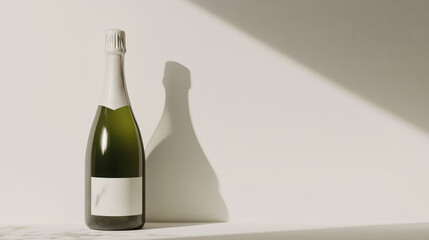 Elegant Champagne Bottle on Minimalist Background