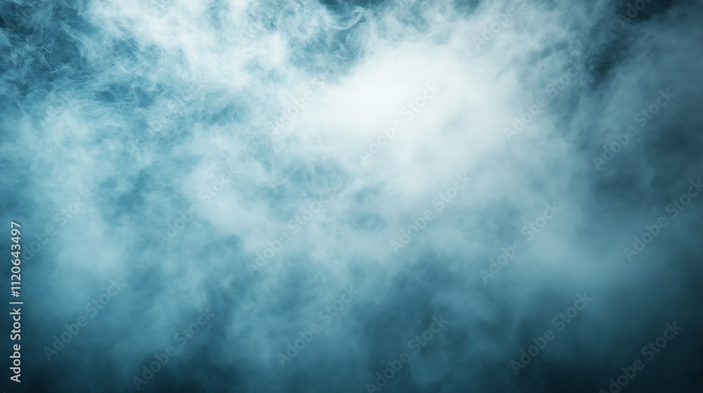 Poster mystical atmosphere with dense white smoke on dark background : generative ai