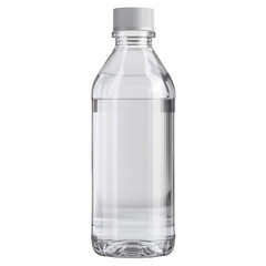 a thick, transparent glass water bottle with a looped silicone sleeve for grip, isolated on transparent background png