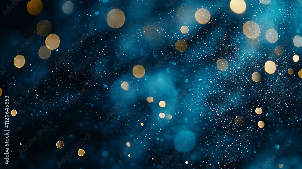 Poster magical blue and gold bokeh light background for festive and mystical themes : generative ai