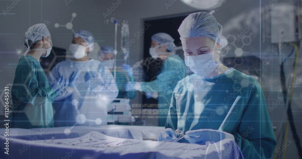 Poster image of data processing with molecules and brains over diverse surgeons in hospital
