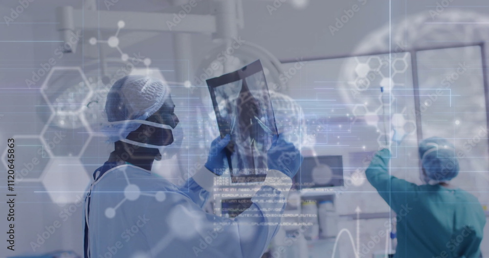 Poster image of data processing with molecules and brains over diverse surgeons in hospital