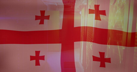 Image of flag of georgia over server room
