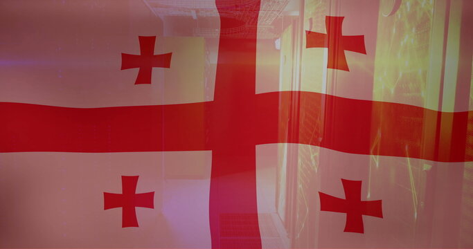 Image of flag of georgia over server room
