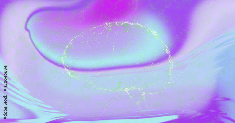 Poster glowing circular pattern image over abstract purple and blue background