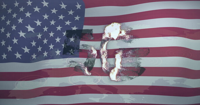 American flag with world map and 5g text image - Powered by Adobe