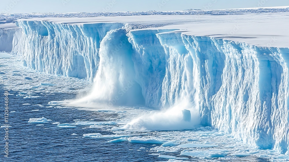 Aufkleber Stunning Collapse of Antarctic Ice Shelf Caught in Dynamic Action : Generative AI