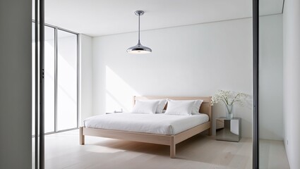 clean white minimalist bedroom interiorrendering