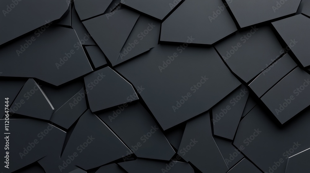 Aufkleber abstract black shattered surface with angular shapes and textures.