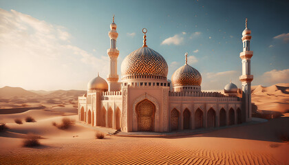 Mosque in the morning, Happy Eid Mubarak