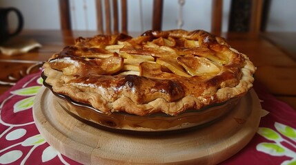 Apple Pie, A Classic and Delicious Treat with Apples Filled in a Flaky Crust, Brimming with Sweetness