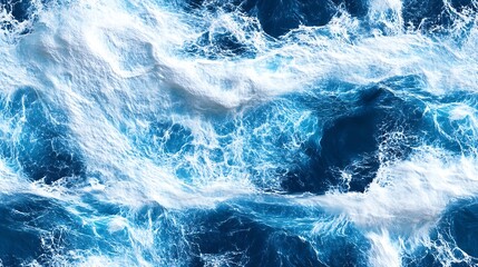 Vibrant Ocean Foam and Waves Patterned Texture in Turquoise Hues : Generative AI