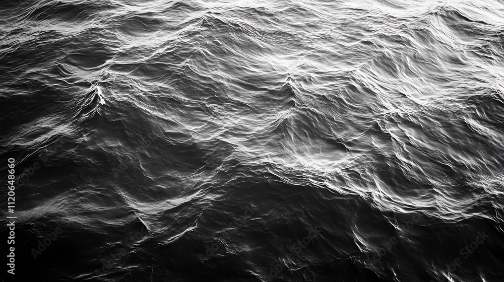 Poster monochrome abstract texture of ocean waves in natural light with rippling patterns : generative ai