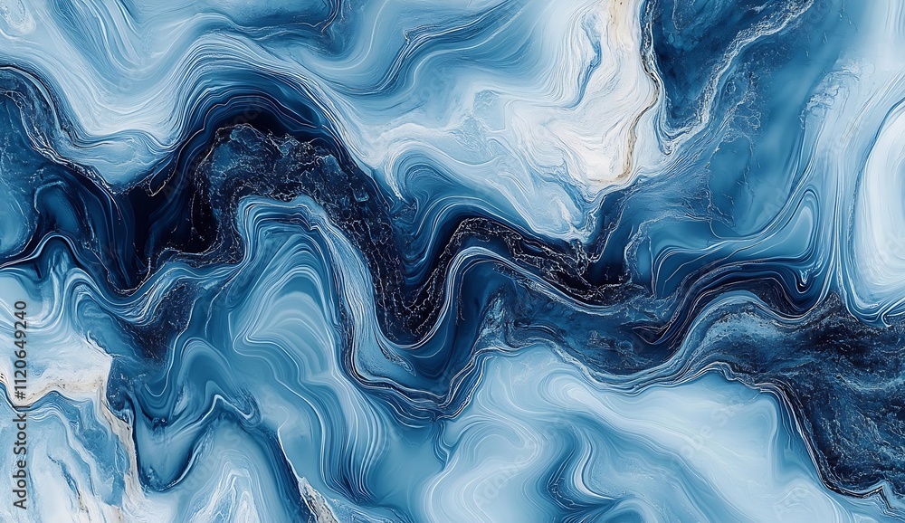Aufkleber blue marble texture with organic swirls and flowing artistic pattern design : generative ai