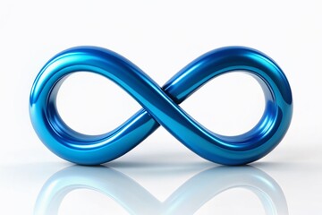 Naklejka premium An elegant 3D infinity symbol in vibrant blue, symbolizing eternity and growth, set against a clean white backdrop, highlighting its sleek design and meaningful essence.