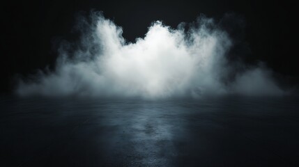 Mysterious Atmospheric Mist on a Dark Floor Creating an Enigmatic and Eerie Ambience : Generative AI