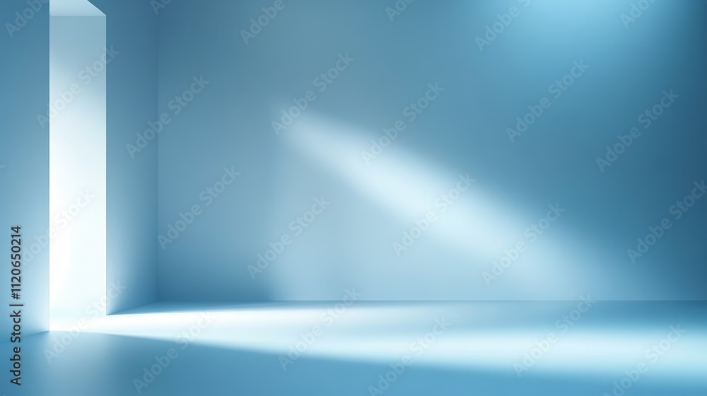 Poster light blue minimalist abstract background for product showcase with soft shadows