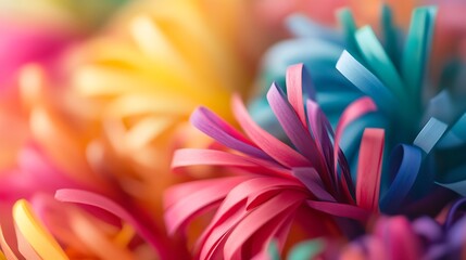Colorful Paper Swirls Creating Abstract Art with Vibrant Rainbow Tones : Generative AI