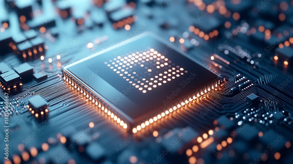Aufkleber CuttingEdge Circuit Board Featuring a StateoftheArt Integrated Microchip : Generative AI