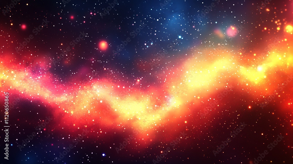 Poster spectacular cosmic nebula with dynamic light and colorful twinkling starfield display : generative a
