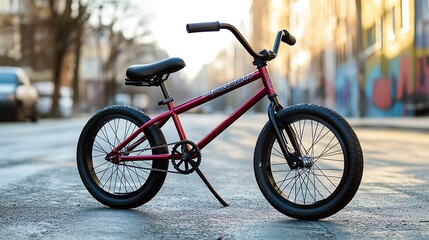 Fototapeta premium BMX bicycle with a sleek design on graffiti street : Generative AI