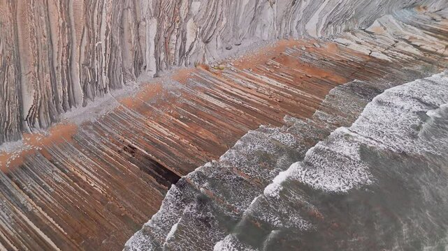 Aerial view of the beautiful Playa De Sakoneta beach, Basque country, Spain