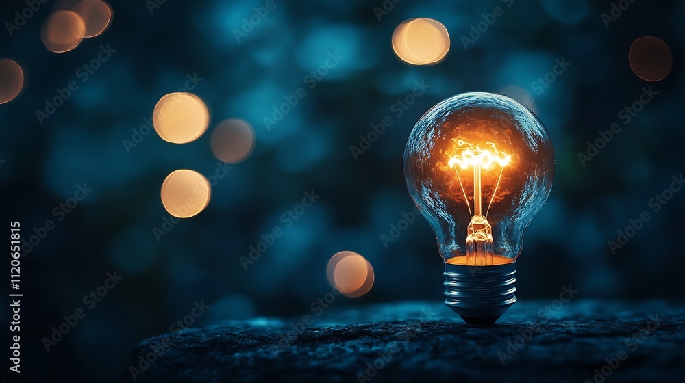 Aufkleber illuminated light bulb against blurred bokeh background symbolizing innovation and bright ideas : ge