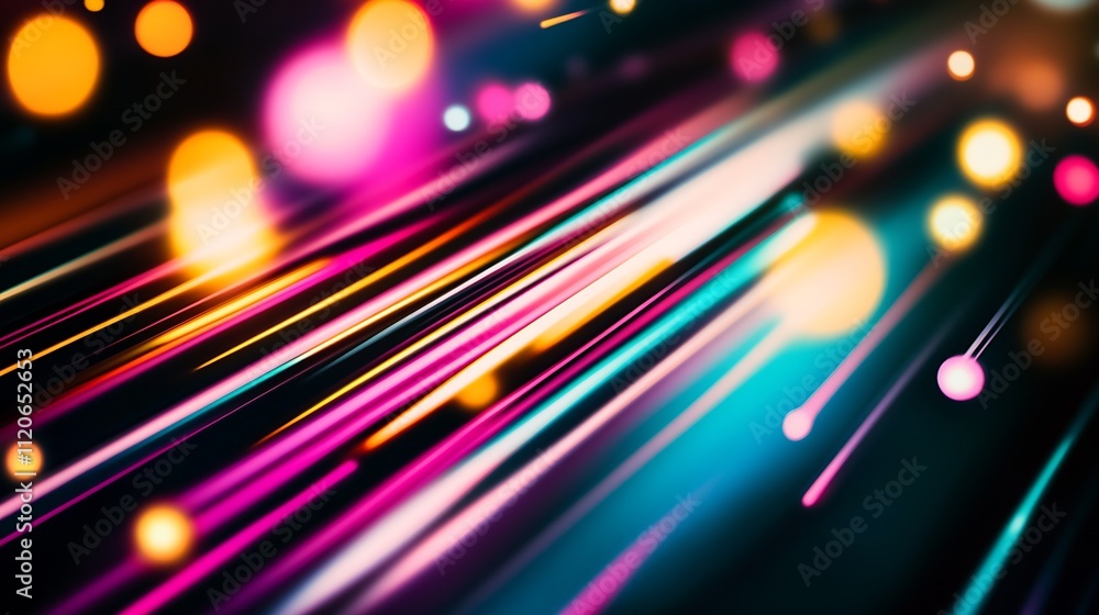 Leinwandbilder vibrant abstract neon light streaks dynamic movement in multicolor spectrum : generative ai