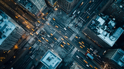 Los Angeles Rush Hour Traffic Jam with Downtown Skyline, Heavy Urban Transportation Scene