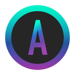 Modern circular emblem with the letter ‘A’ in a turquoise-to-purple gradient, framed by a matching gradient border on a dark background. Perfect for logos, app icons, and creative branding.