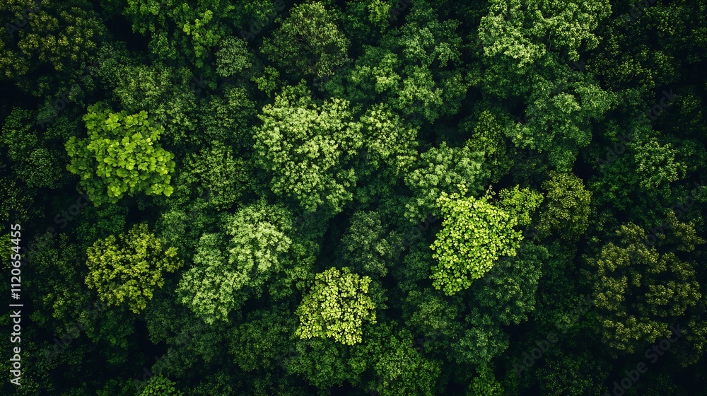 Aufkleber aerial view of dense and lush forest canopy with vibrant green foliage : generative ai