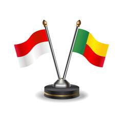 Indonesia and Benin table flags relation with background transparent