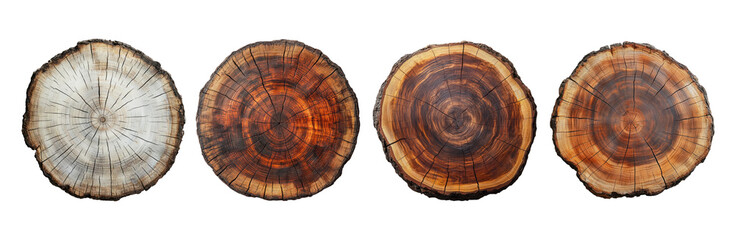 Obraz premium Natural Wood Cross Sections on Transparent Background