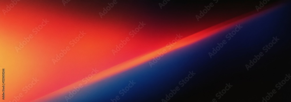 Poster vibrant gradient background red blue abstract design with grainy texture dark stripe modern minimali