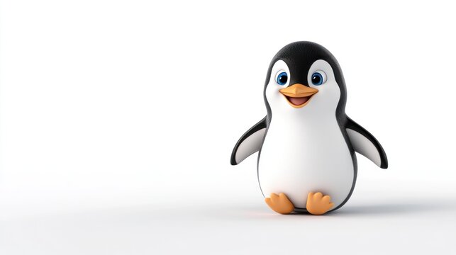 A cheerful cartoon penguin with a friendly smile.