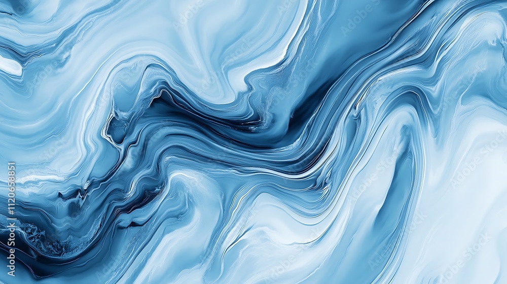 Aufkleber abstract blue marble texture design with fluid swirls and elegant curvature : generative ai
