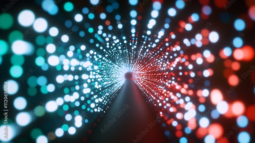 Fototapete hypnotic red and blue light tunnel with swirling abstract patterns : generative ai