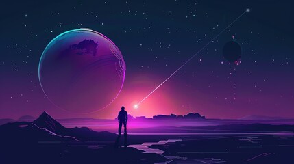 Fototapeta premium Black Art Minimalist Universe Planet Night