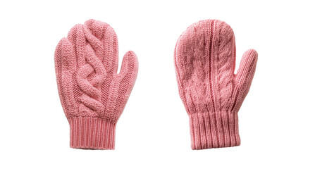 Cozy Pink Mittens on Transparent Background
