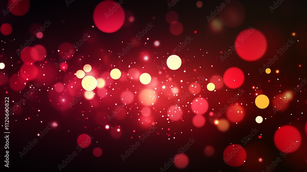 Poster vibrant abstract red and orange bokeh lights on dark background for creative projects : generative a