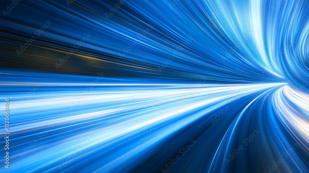 Poster radiant blue light trails evoking futuristic speed and motion in a digital environment : generative 
