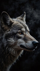 Obraz premium Majestic Wolf Silhouette in the Wild Dark Abstract Artistic Image for Professional Photography