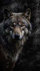 Fototapeta premium Mysterious Wild Wolf in Abstract Darkness Professional Photography with Striking Artistic Details and Raw Nature