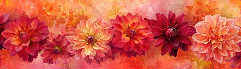 A vibrant array of colorful dahlias in various shades, creating a stunning floral backdrop perfect for any decorative project.