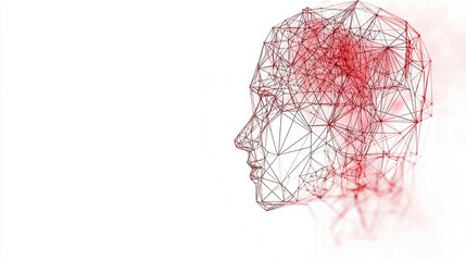 Abstract representation of a human head using a network of lines and nodes.
