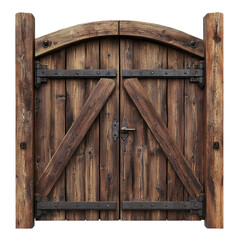Rustic Wooden Double Doors with Iron Hinges