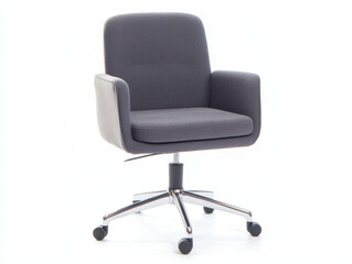 Obraz premium Minimalist Grey Fabric Office Chair Isolated on White