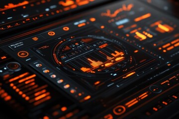 Obraz premium Analyzing digital sound waves tech lab visual data display high-tech environment close-up view audio visualization concepts